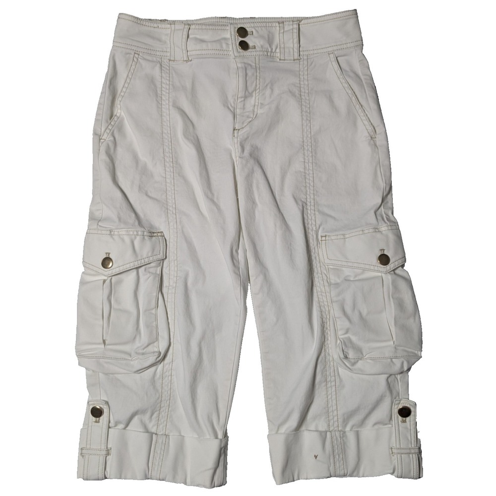 Maeve by Anthropologie Top-Stitched Utility Cropped Pants White - Women‎ 2P